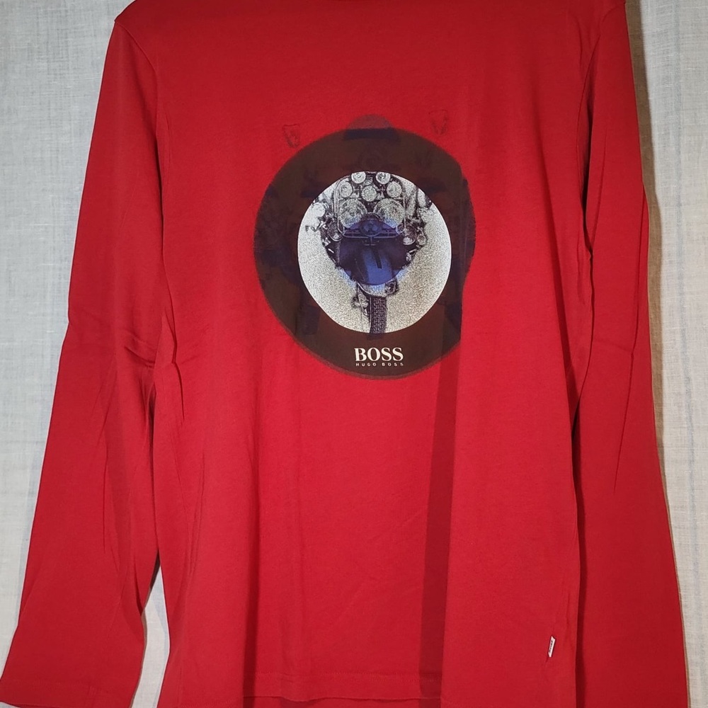 BOSS Crimson Long Sleeve Tee with Graphic